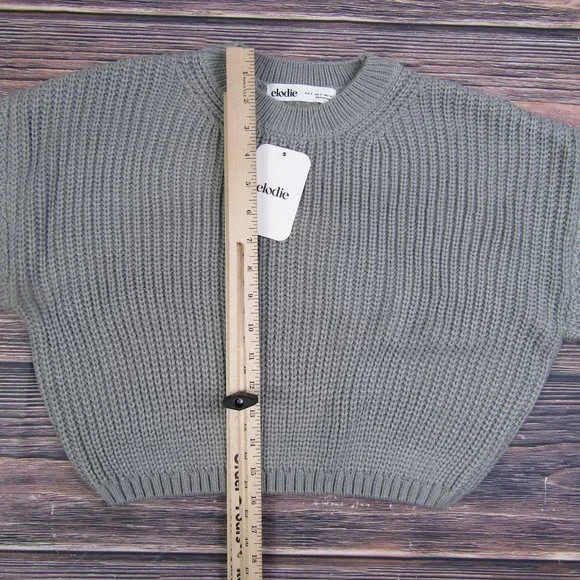 Elodie NEW Small Gray Crewneck Crop Sweater Knit Winter Acrylic - Picture 5 of 7